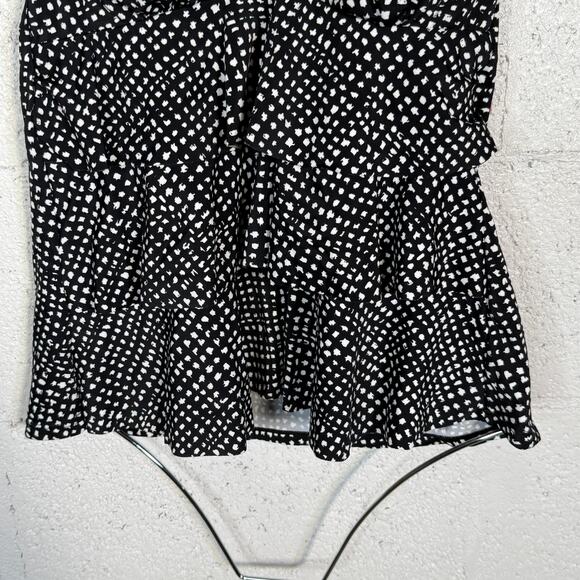 Swim Solutions Women's Printed Halter Tankini Swim Top black/white 10 $72 - Picture 3 of 8